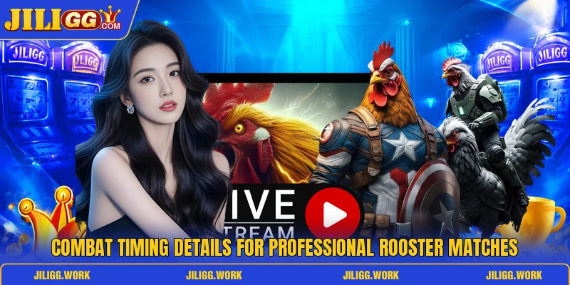 Combat timing details for professional rooster matches Combat timing details for professional rooster matches