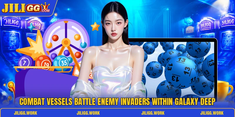 Combat vessels battle enemy invaders within galaxy deep Combat vessels battle enemy invaders within galaxy deep